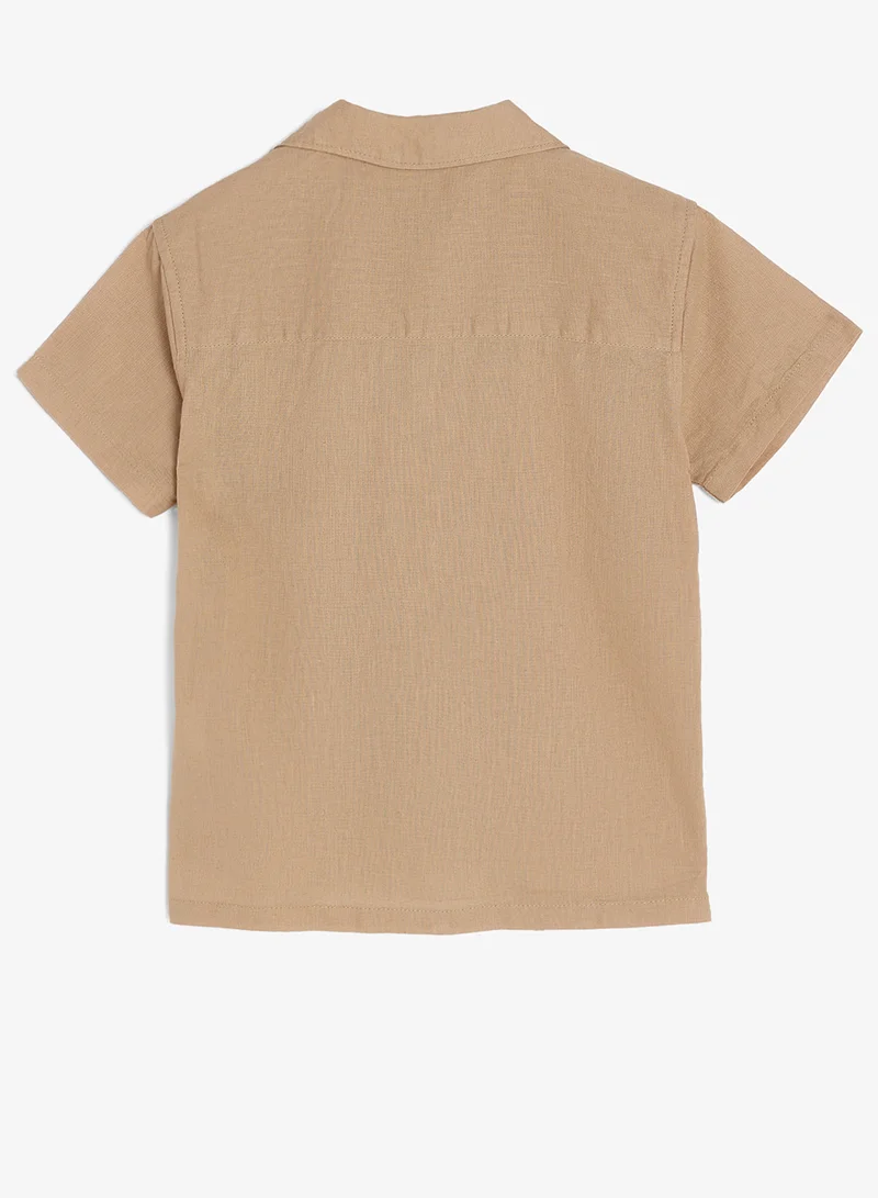 ريبلز مع نمشي Boys Linen Blend Resort Collar Shirt